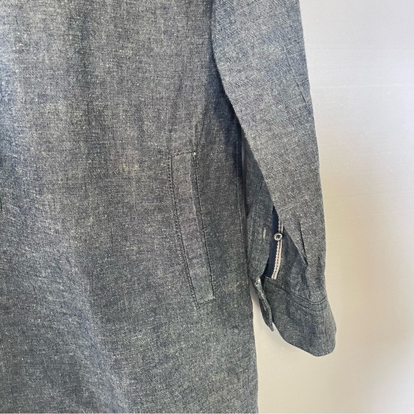 ROOTS chambray cotton/linen Button Up tunic dress - Picture 6 of 11